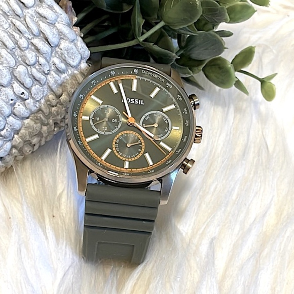 Fossil Sullivan Multifunction Olive Green Silicone Watch
